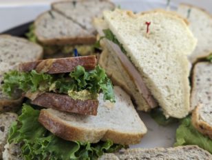 Sandwich Platter with lettuce, meats and fresh bread